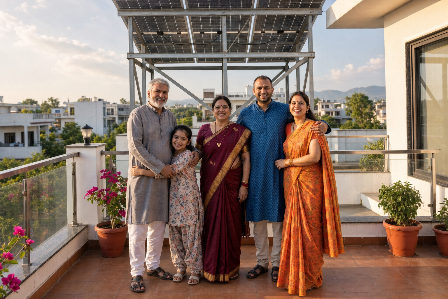 Happy family with solar